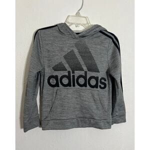 Adidas Youth Boys Hoodie Sweatshirt Medium M 10-12 Grey Black Pullover Shirt